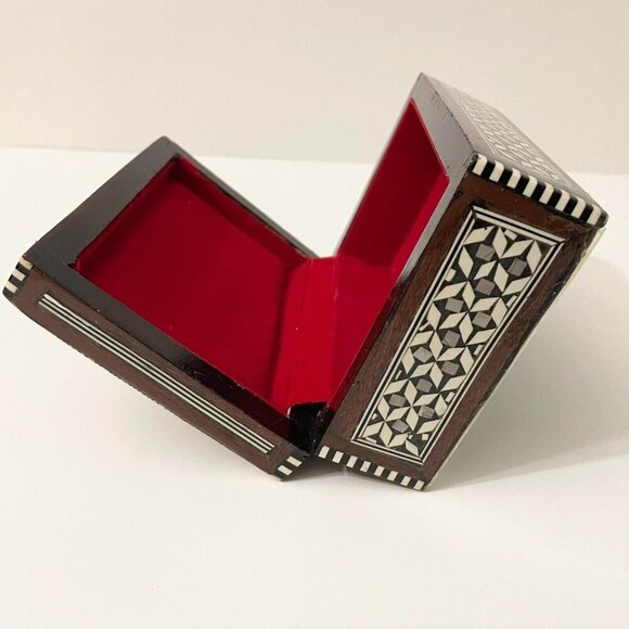 Vintage Wooden Jewelry Box Micro Mosaic Unmarked - Picture 14 of 16